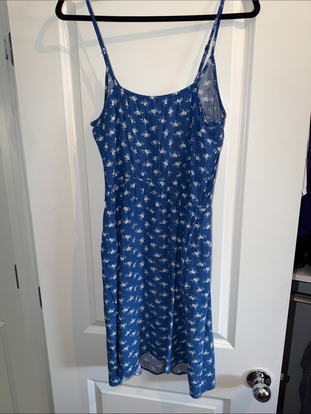 L Tall Blue Floral Spaghetti Strap Sundress - Picture 4 of 6